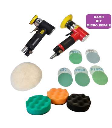 Mini pneumatic polisher 75 mm with plate and foams