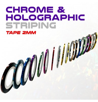 striping adhesive tape, chrome and holographic, 2mm x 20m roll