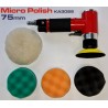 Mini pneumatic polisher 75 mm with plate and foams