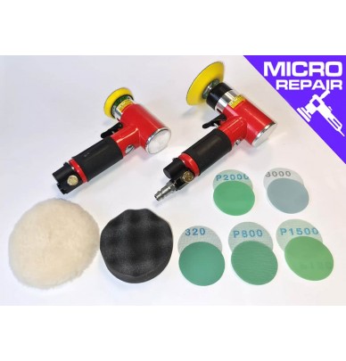 Mini pneumatic polisher 75 mm with plate and foams