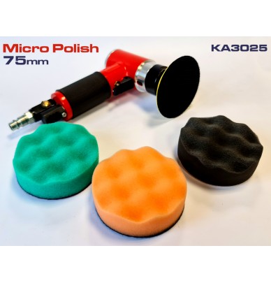 Mini pneumatic polisher 75 mm with plate and foams
