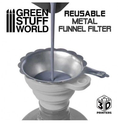 Reusable funnel with metal filter