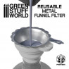 Reusable funnel with metal filter