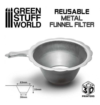 Reusable funnel with metal filter