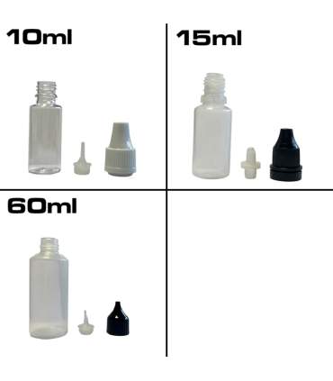 Mini bouteille e-dropper 10ml, 15ml et 60ml