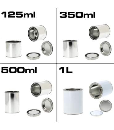 Metal paint pots with lids from 125ml to 5L