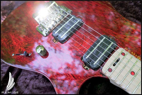 “Magma” guitar made with Marblizer and Candy Red paint