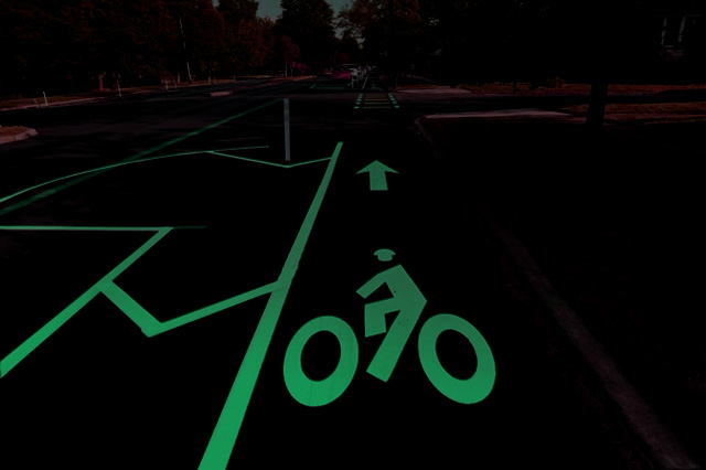 Phosphorescent paint in towns to save energy