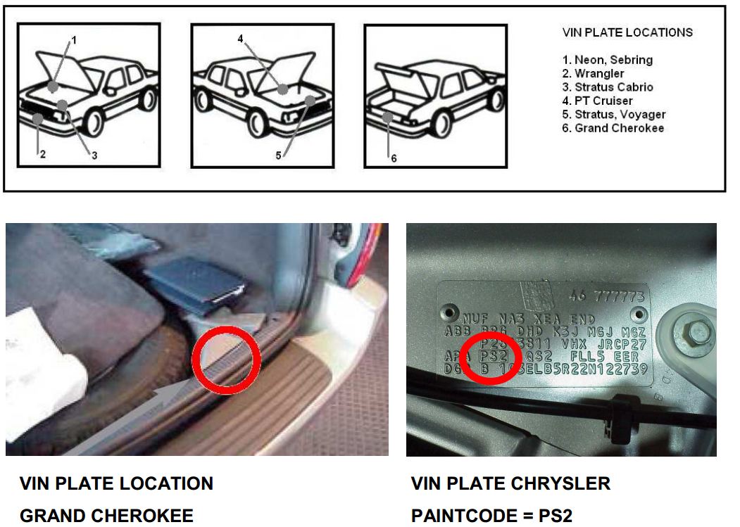 CHRYSLER car color code - Car paint CHRYSLER