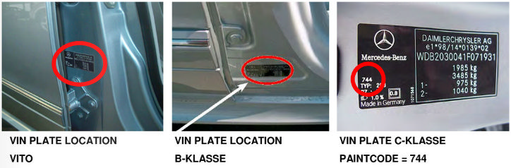 MERCEDES car color code - Car paint MERCEDES