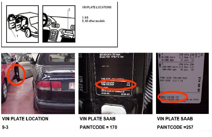 SAAB car color code - Car paint SAAB